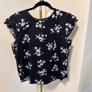 Navy Blue Flower Blouse